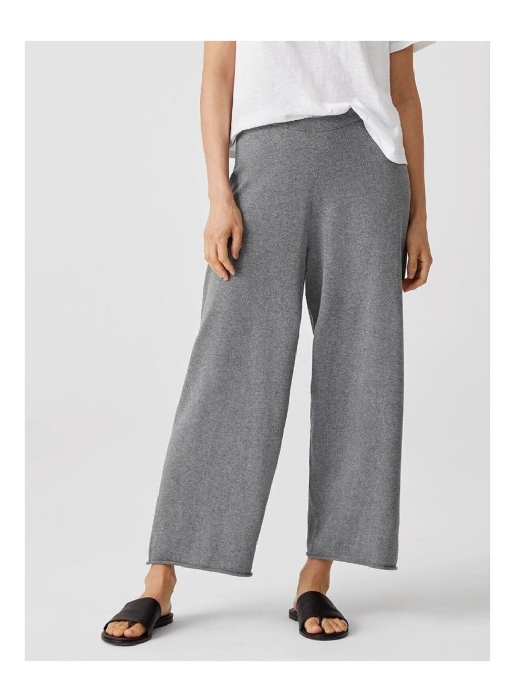 Eileen Fisher 100% Organic Cotton Straight pants made in Peru Moon Grey